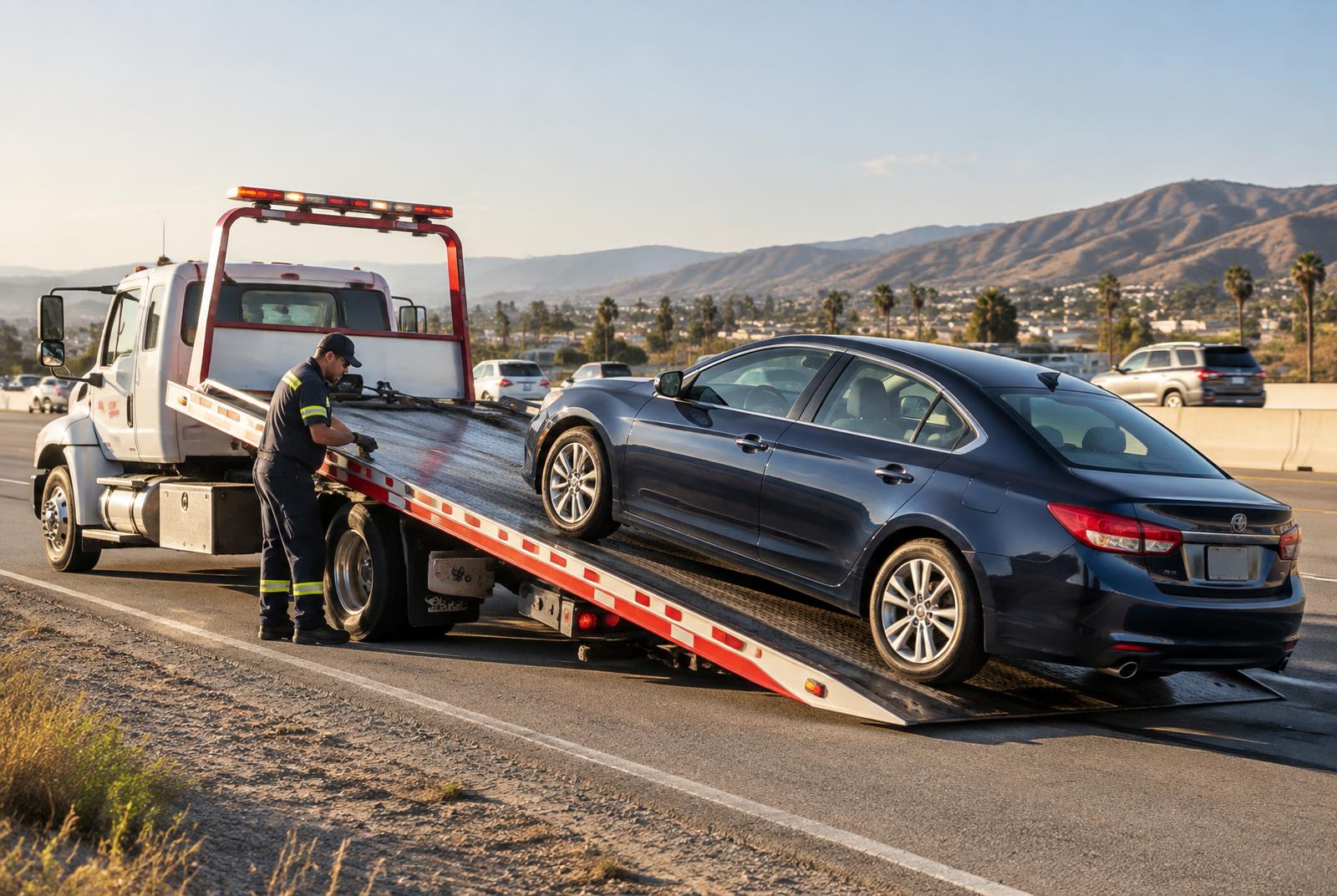 Servicio profesional de remolque de un auto en el Sur de California